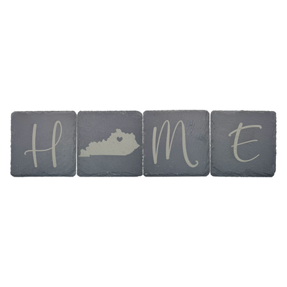 Personalized "HOME" Slate Coaster Set with City & State