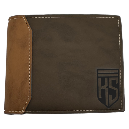 Custom Monogrammed Two-Tone Brown Leather Wallet